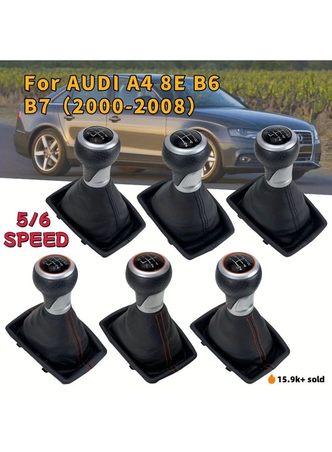 Black 5 Speed Shift Knob For Audi A4 B6 B7 2000 2008 Manual Transmission No Drill - Image 1